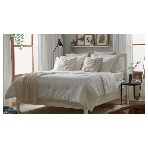 LUKTVICKER Ensemble couette et oreillers, blanc, Très grand 2 places