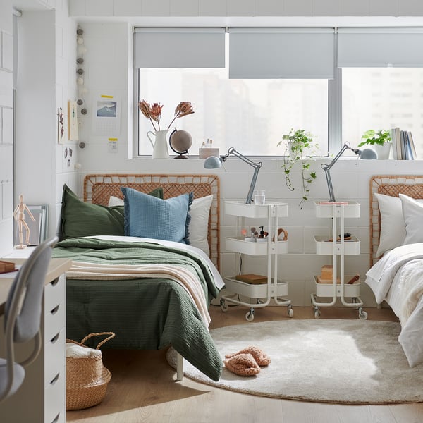 LUKTVICKER Ensemble couette et oreillers, vert, Lit 1 place, très grand