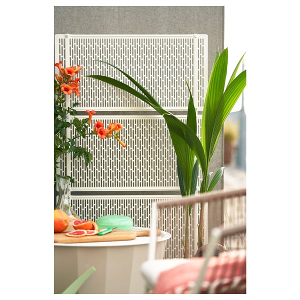 LUNGÖN Paravent, blanc cassé intérieur/extérieur, 55 1/8x31 1/2x15 3/4 "