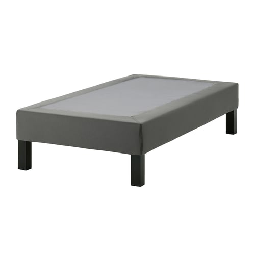 LYNGÖR Sommier tapissier sur pieds, gris foncé, 1 place