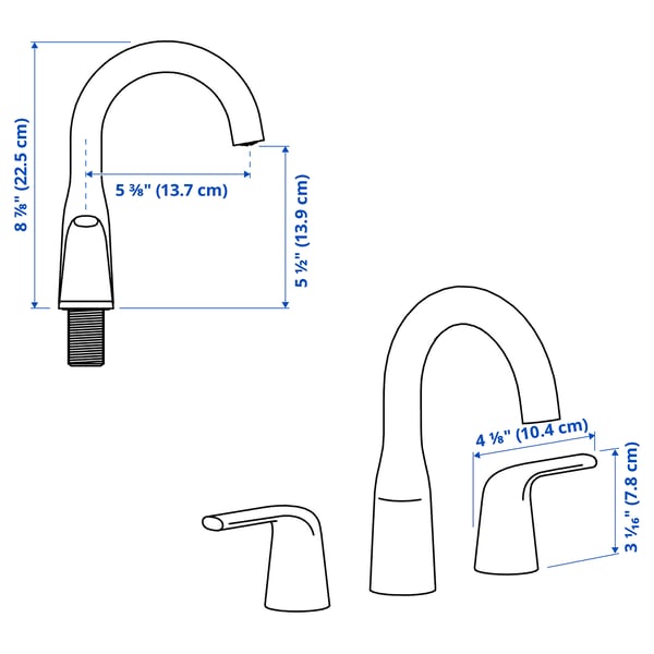 MACKSJÖN Mélangeur lavabo 3 trous, chromé, 8 "