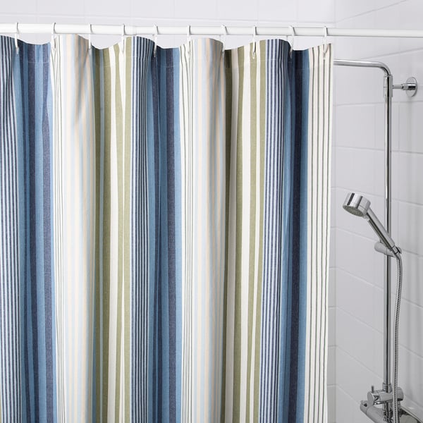 MAIHUENIA Rideau de douche, rayure/bleu, 72x72 "