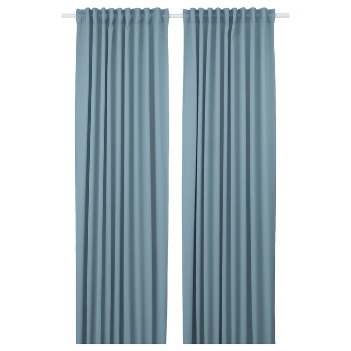 Lot De 2 Rideaux Opaques Avec Œillets - Gris Et Blanc - 132 X 160 Cm