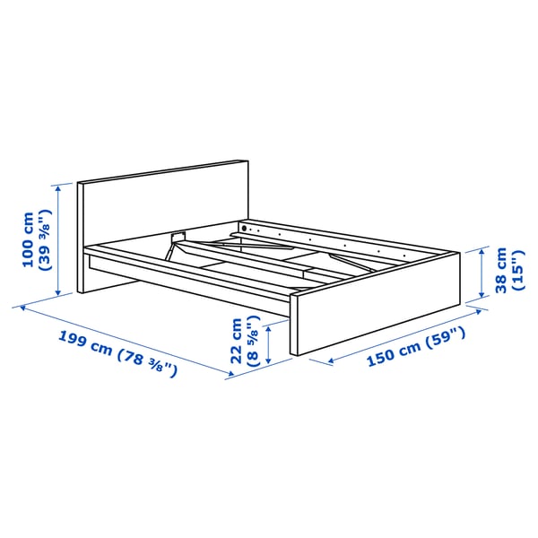 MALM / STORKLINTA Mobilier chambre, ensemble de 2, brun foncé plaqué/brun foncé eff chêne, Deux places