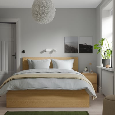 MALM / STORKLINTA Mobilier chambre, ensemble de 2, chêne plaqué/eff chêne, Grand 2 places