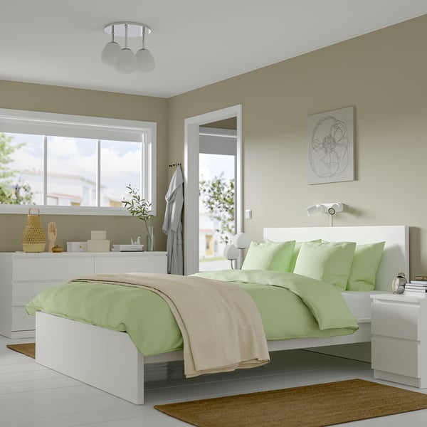 MALM / STORKLINTA Mobilier chambre, ensemble de 4, blanc, Grand 2 places
