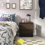 MALM / STORKLINTA Mobilier chambre, ensemble de 4, brun foncé plaqué/brun foncé eff chêne, Grand 2 places
