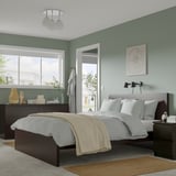 MALM / STORKLINTA Mobilier chambre, ensemble de 4, brun foncé plaqué/brun foncé eff chêne, Grand 2 places