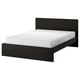 MALM Structure de lit avec matelas, brun-noir/Valevåg ferme, Très grand 2 places