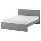 MALM Structure de lit avec matelas, teinté gris/Vesteröy mi-ferme, Très grand 2 places
