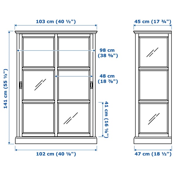MALSJÖ Vitrine, teinté noir, 40 1/2x18 7/8x55 1/2 "