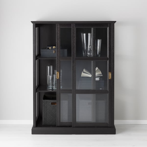 MALSJÖ Vitrine, teinté noir, 40 1/2x18 7/8x55 1/2 "