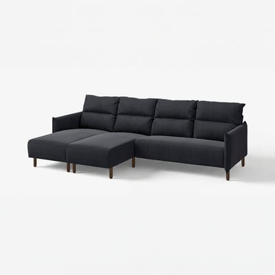 MANNARP Canapé 4 places av méridienne, Saxemara bleu-noir