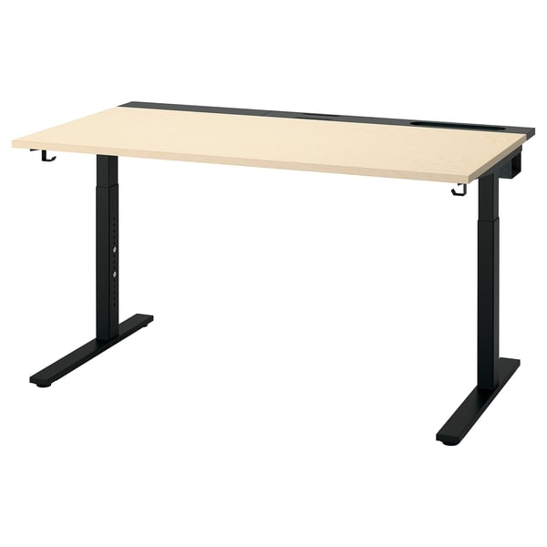 MITTZON Bureau, bouleau plaqué/noir, 55 1/8x31 1/2 "