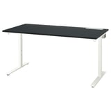 MITTZON Bureau, frêne plaqué teinté noir/noir blanc, 63x31 1/2 "