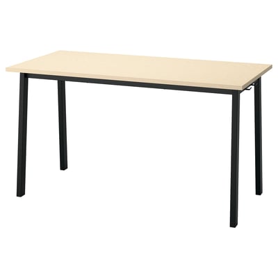 MITTZON Table conférence, bouleau plaqué/noir, 55 1/8x26 3/4x29 1/2 "