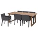 MÖRBYLÅNGA / MÅRENÄS Table+6 fauteuils, chêne plaqué teinté brun/noir Gunnared gris foncé, 86 5/8 "