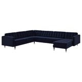 MORABO Canapé angle 6 places av méridienne, Djuparp bleu foncé et métal