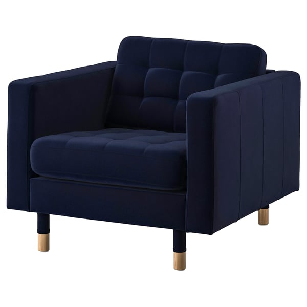 MORABO Fauteuil, Djuparp bleu foncé et bois