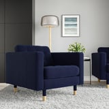 MORABO Fauteuil, Djuparp bleu foncé et bois
