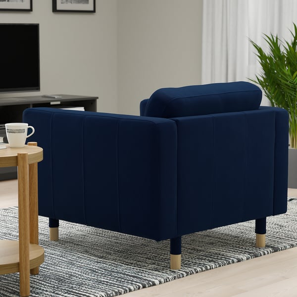 MORABO Fauteuil, Djuparp bleu foncé et bois
