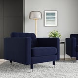 MORABO Fauteuil, Djuparp bleu foncé et métal