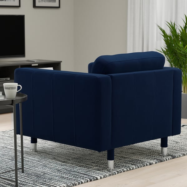 MORABO Fauteuil, Djuparp bleu foncé et métal