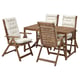 Option : NÄMMARÖ Table+4 chais doss incl, extérieur, teinté brun clair/Kuddarna gris-beige clair, 55 1/8x29 1/2 "