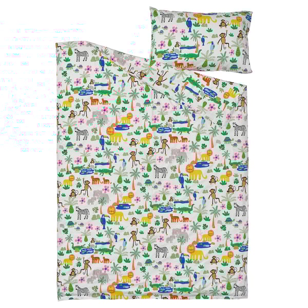 NATTHÄGER Housse de couette et 1 taie, multicolore/jungle, 1 place