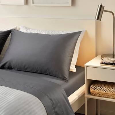 NATTJASMIN Drap plat, gris foncé, Grand 2 places