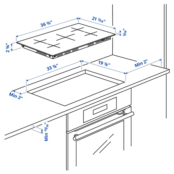 NEDERSTA Table de cuisson à induction, noir, 36 "
