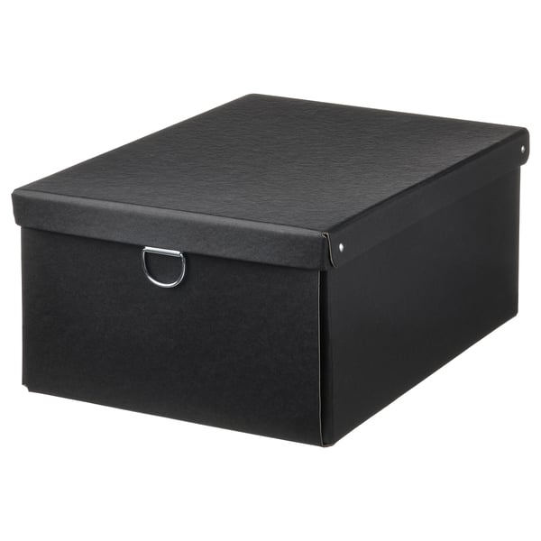 NIMM Boîte de rangement avec couvercle, noir, 9 ¾x13 ¾x6 "