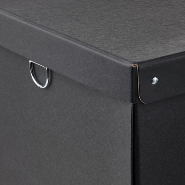 NIMM Boîte de rangement avec couvercle, noir, 9 ¾x13 ¾x6 "