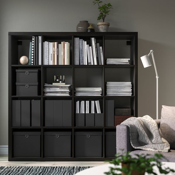 NIMM Boîte de rangement avec couvercle, noir, 12 ½x11 ¾x11 ¾ "