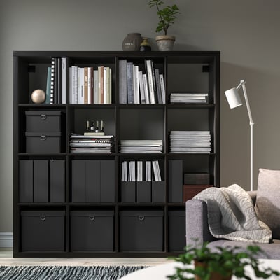 NIMM Boîte de rangement avec couvercle, noir, 12 ½x11 ¾x11 ¾ "