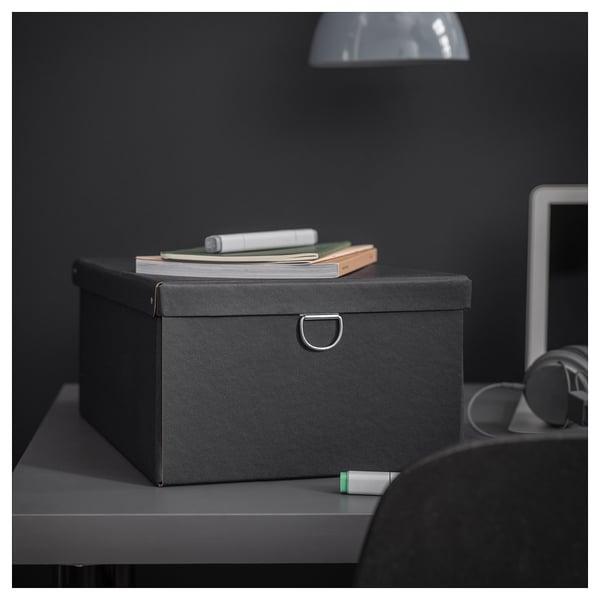 NIMM Boîte de rangement avec couvercle, noir, 9 ¾x13 ¾x6 "