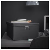 NIMM Boîte de rangement avec couvercle, noir, 9 ¾x13 ¾x6 "