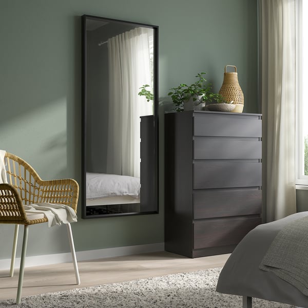 NISSEDAL Miroir, noir, 25 5/8x59 "