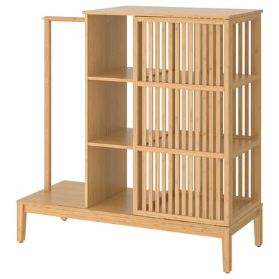 NORDKISA Penderie ouverte, porte coulissante, bambou, 47 1/4x48 3/8 "