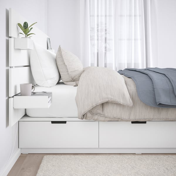Nordli Structure Lit Rangement Tete De Lit Blanc 160x200cm Magasinez Chez Ikea Ikea