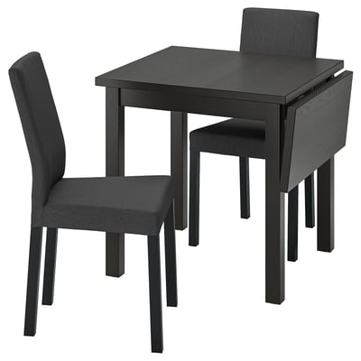 NORDVIKEN / KÄTTIL Table et 2 chaises, noir/Knisa gris foncé, 29 1/8/41x29 1/8 "