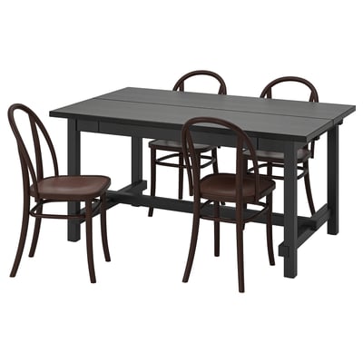 NORDVIKEN / SKOGSBO Table et 4 chaises, noir/brun foncé, 59 7/8/87 3/4 "