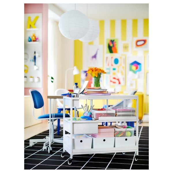 ÖRFJÄLL Chaise pivotante, blanc/Vissle bleu foncé