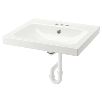 ORRSJÖN Lavabo avec siphon, blanc 4" centré, 25x21 3/4 "