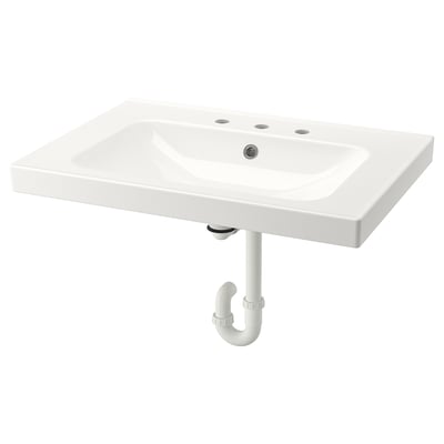 ORRSJÖN Lavabo avec siphon, blanc largeur 20 cm (8"), 31x21 3/4 "