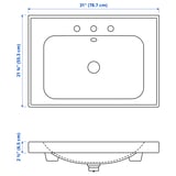 ORRSJÖN Lavabo avec siphon, blanc largeur 20 cm (8"), 31x21 3/4 "