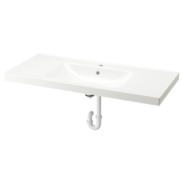 ORRSJÖN Lavabo avec siphon, blanc, 49x21 3/4 "