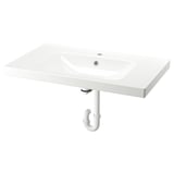 ORRSJÖN Lavabo avec siphon, blanc, 37x21 3/4 "