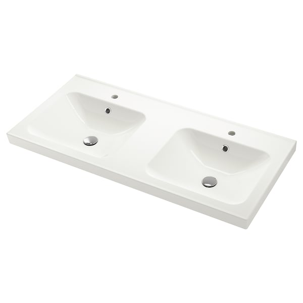 ORRSJÖN Lavabo double, blanc, 49x21 3/4 "