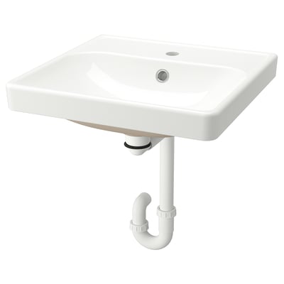 ORRSJÖN Lavabo semi-encastré avec siphon, blanc, 20x19 5/8 "